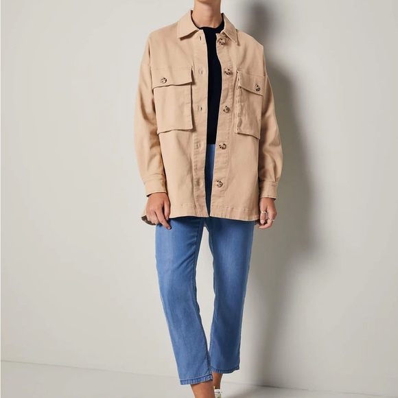 WOMANCE Beige Denim Jacket, Oversized Medium - Picture 3 of 14